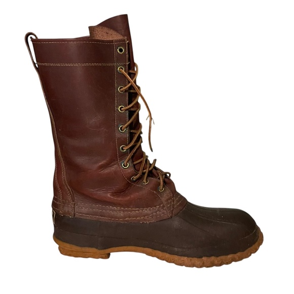 L.L. Bean Vintage 10 Eyelet Lace Up Leather Hunting Duck Boots Size 9 Men's - Picture 4 of 13